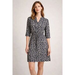 H&M Small Navy Geometric Print Drawstring Waist Dress